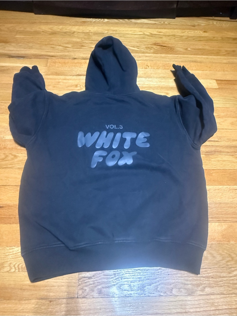 WHITE FOX Vol.3 Graphic Hoodie in Black with Black lettering